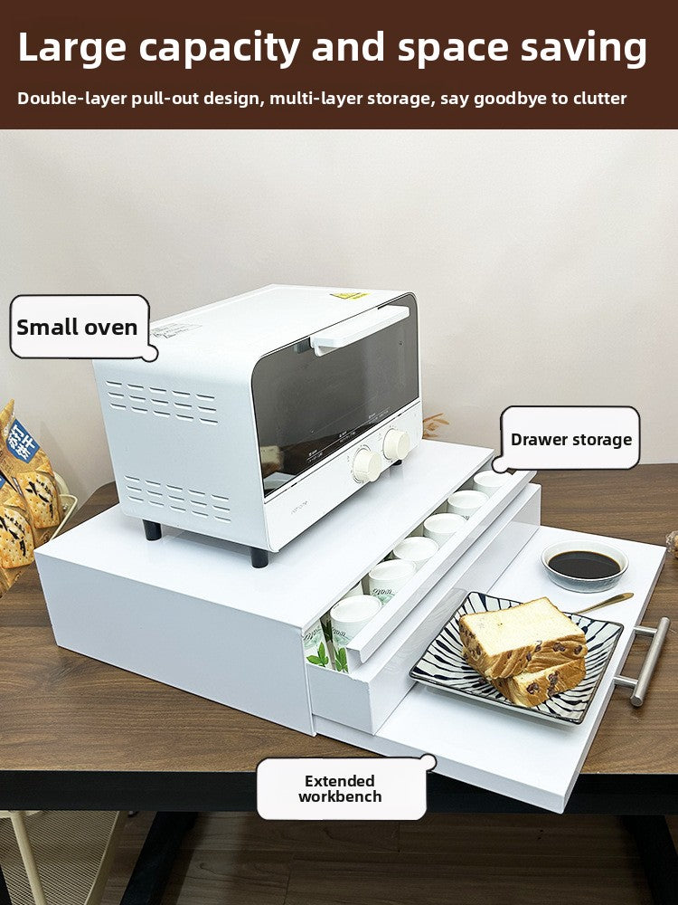 Kitchen Pull-out Tray Microwave Oven Rack Drawer Board Countertop Storage Organizer For Home Appliance Space Saving