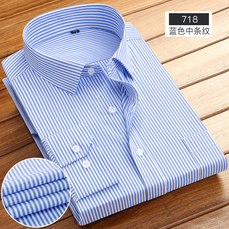 Spring and Summer New Striped Long-Sleeved Shirts for Men, Business Casual Workwear, Breathable Shirts, Cross-Border European and American Bestsellers on Amazon