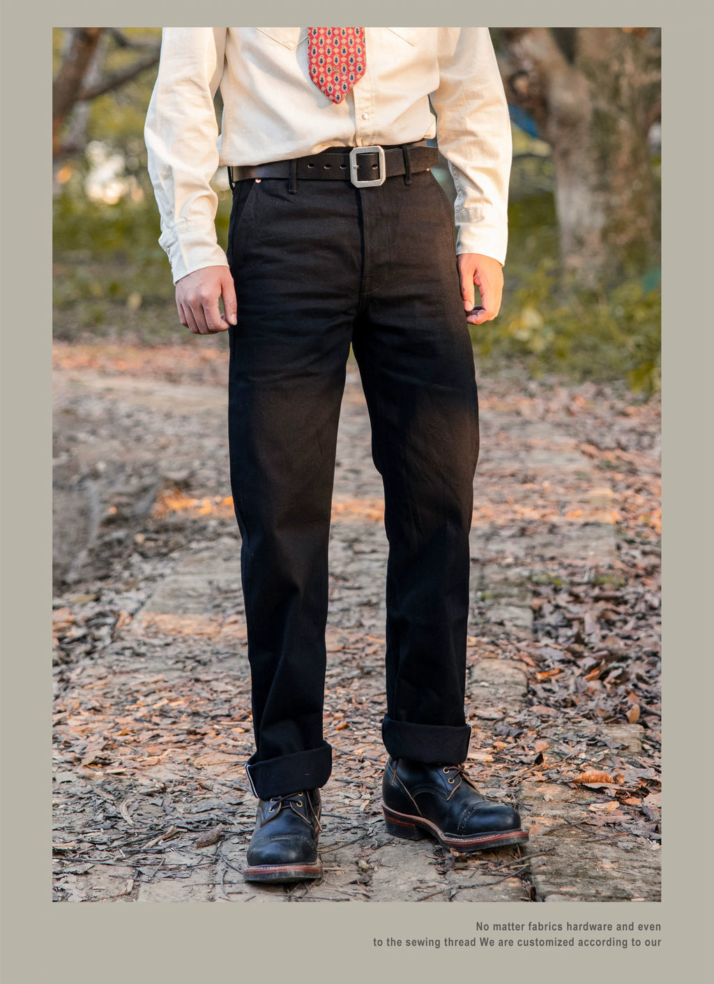 DN-0002 Vintage 14 Oz Indigo Selvage Stylish Trousers Mens Casual Chino Raw Denim Jean Pants Size 28-42