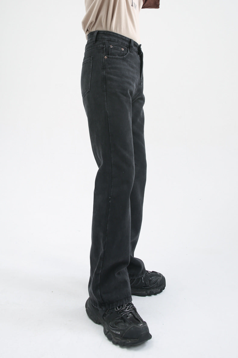 Men High Street Hip Hop Casual Small Flare Denim Jeans Pant Male Japan Korea Style Streetwear Vintage Denim Trousers Pant