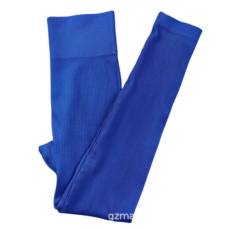 Foreign Trade New Leggings Outer Wear Spring and Summer Women's Solid Color Elastic Tight Sports Pants Yoga Fitness Threaded Pants