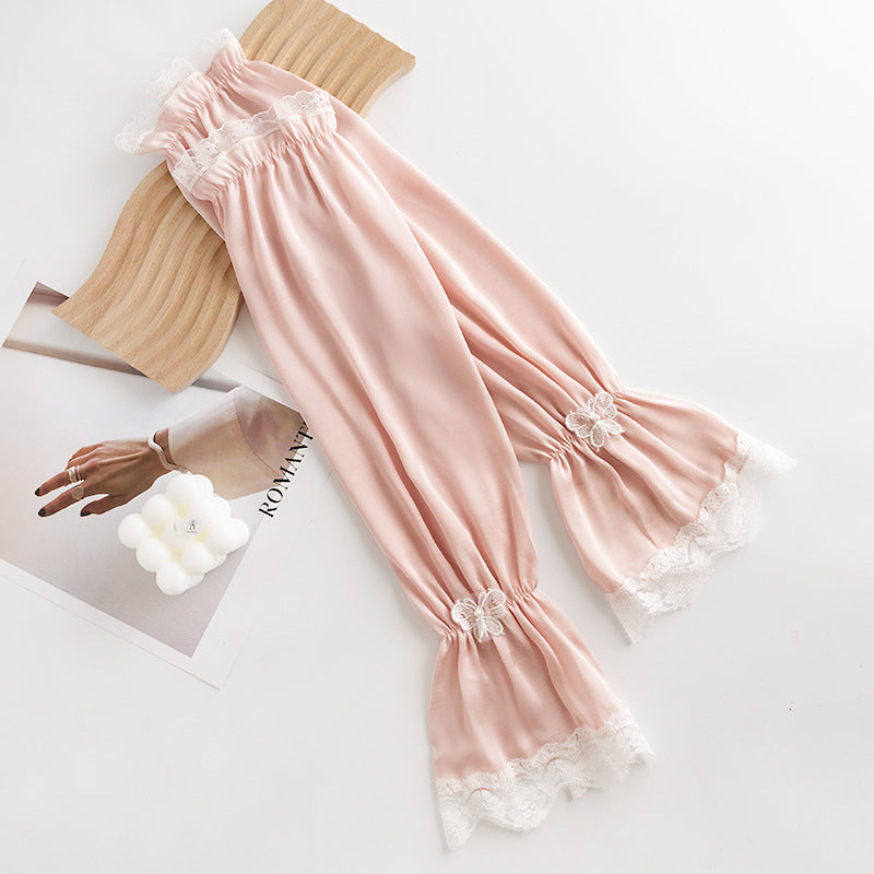 Bowknot Women's Summer Loose Cycling Sun Protection Sleeves, Sunshade Ice Silk Arm Sleeves, Wholesale Fresh Style Ice Sleeves, Korean Version