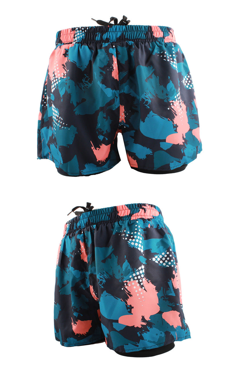 Men's Sports Shorts Summer Explosions Double-layer Quick-drying Swimming Trunks Anti-embarrassment Swimming Trunks Running Fitness Training Shorts