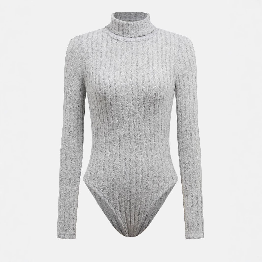 Gtpdpllt Women Fall Winter Ribbed Knit Bodysuit Turtleneck Long Sleeve Slim Fitted Stretchy Bodysuits Tops Casual Basic Rompers