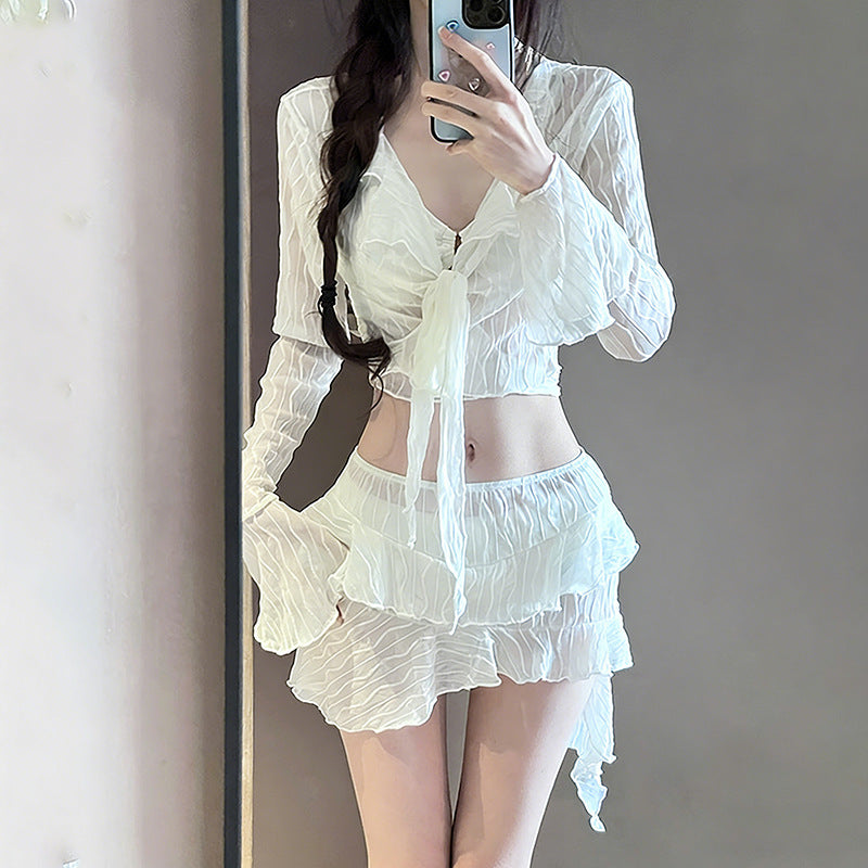 High-End Swimsuit Women's Bikini 2025 New Slimming Look Conservative Belly-Covering Four-Piece Set Sexy Split Resort Hot Spring