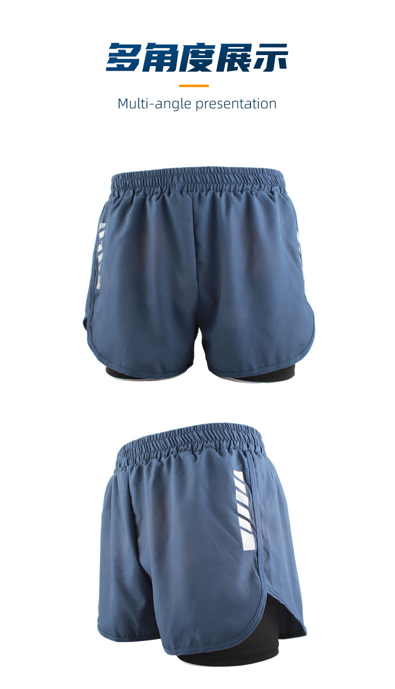 Men's Sports Shorts Summer Explosions Double-layer Quick-drying Swimming Trunks Anti-embarrassment Swimming Trunks Running Fitness Training Shorts
