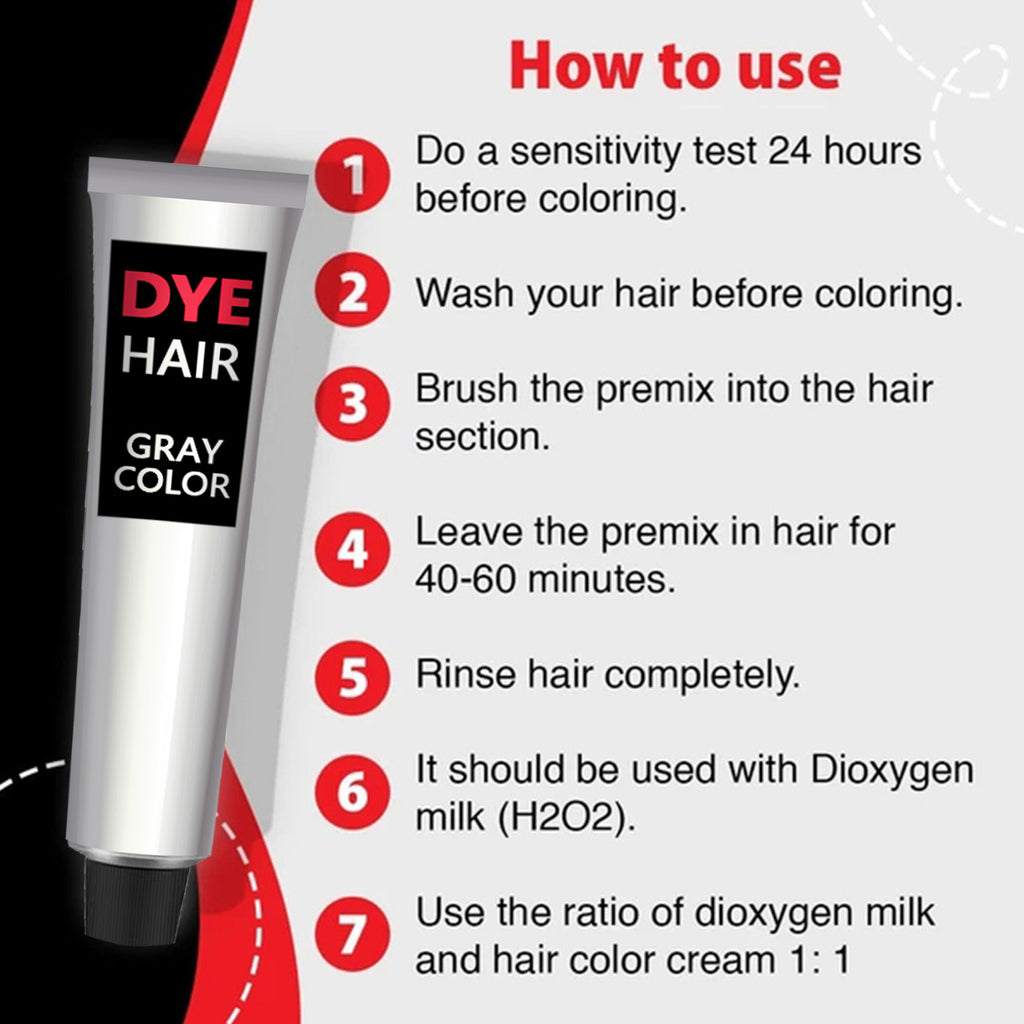 Silver Gray Hair Dye Punk Style Unisex Smoky Long Lasting Coloring Hair Care and Styling Natural Gray Hair Dye Color Cream 100ml