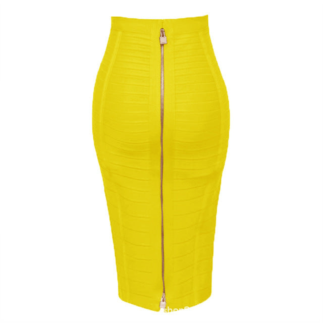 Amazon Aliexpress Best-Selling 16-Color Bandage Skirt Stripesd Zipper Double-Open Sexy High-Waist Hip Skirt Skirt