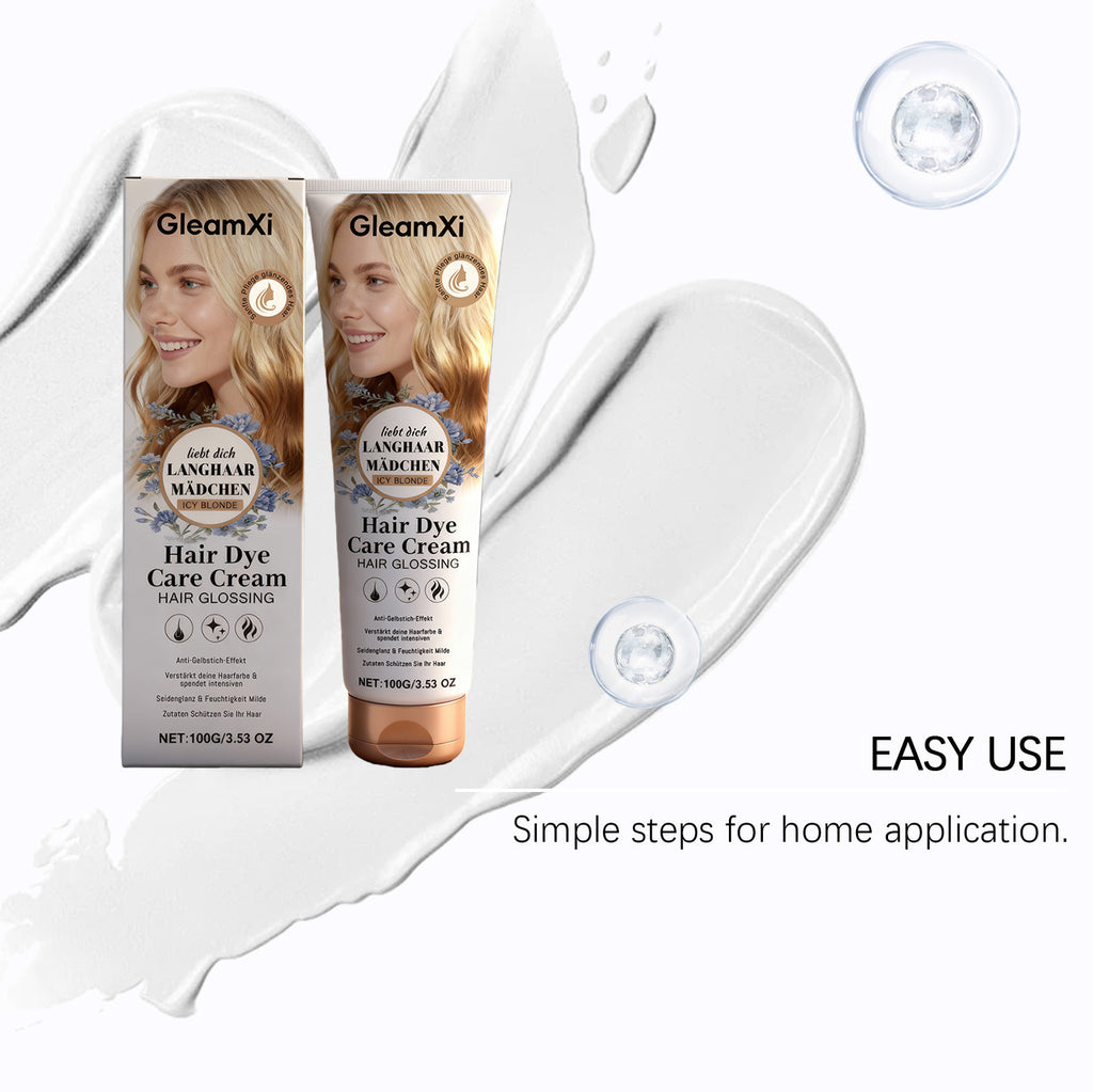 Gleamxi Icy Blonde Hair Dye Cream Permanent DIY Home Natural Long Lasting Shiny Glossy Anti Dry Damage Hair Coloring Cream 100g