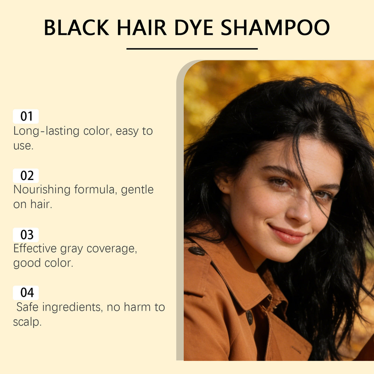 Hair Dye Shampoo Natural Black Chestnut Color Even Coloring Repair Gray White Hair Smoothing Nourishing Instant Coloring Shampoo