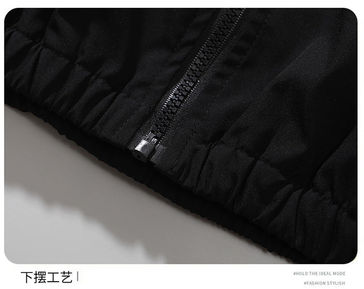 Russian Foreign Trade Trendy Brand Reflective Patchwork Stand-Up Collar Jacket Spring and Autumn Loose Sports Casual Jacket for Men
