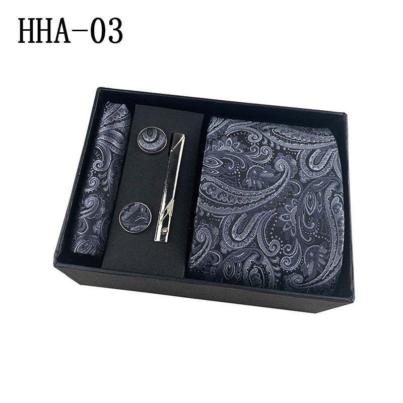 Factory Wholesale Men's Tie Business Dress Wedding Photo Suit Accessories Tie Cufflinks Square Tie Gift Box