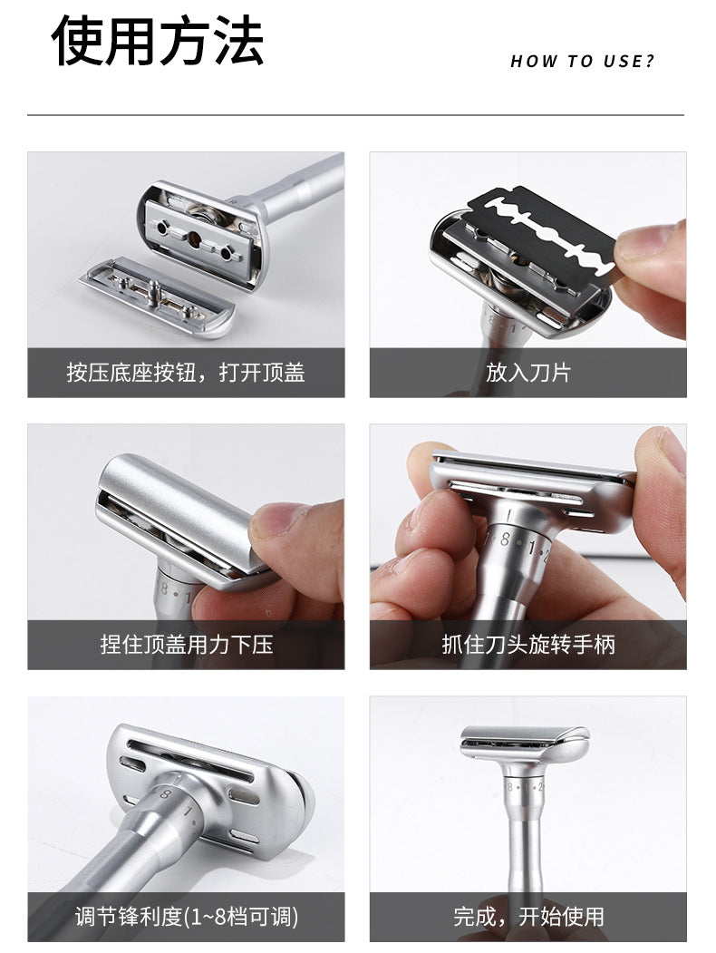 Chaoke 8-speed sharpness manual razor old-fashioned razor men's double-sided stainless steel blade beard knife
