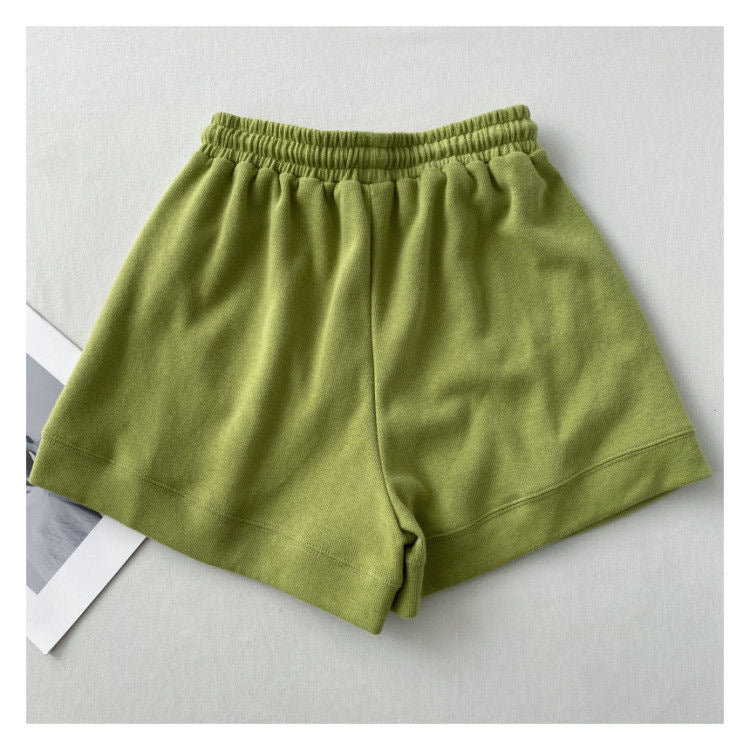Women's Korean version of loose wide-leg drawstring A-line pants with a slim waist slim fit casual home versatile sports shorts