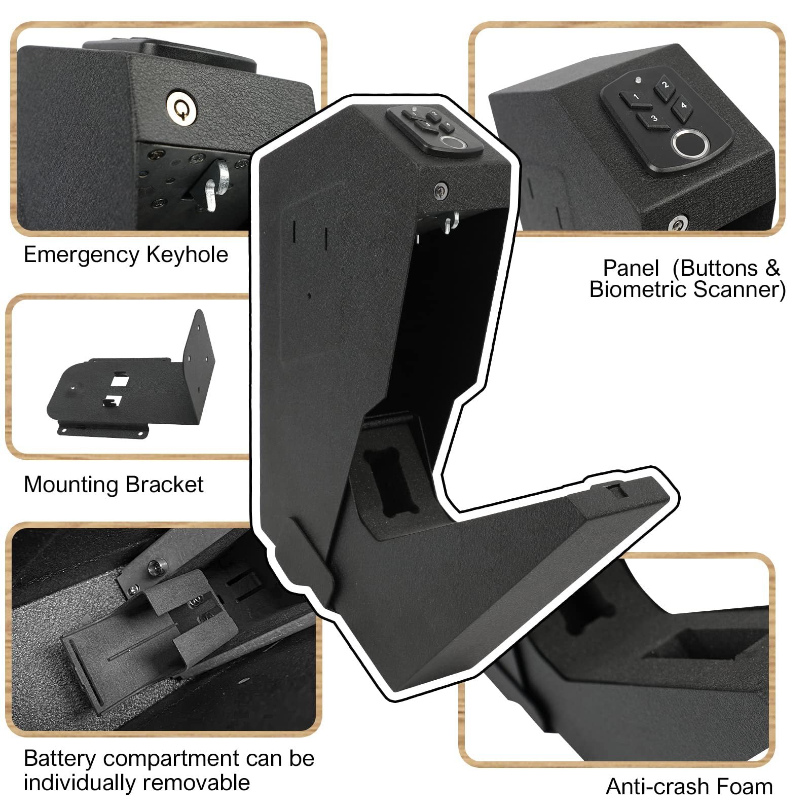 OS519FC 2-in-1 fingerprint password pistol safe European and American wall mounted pistol Box