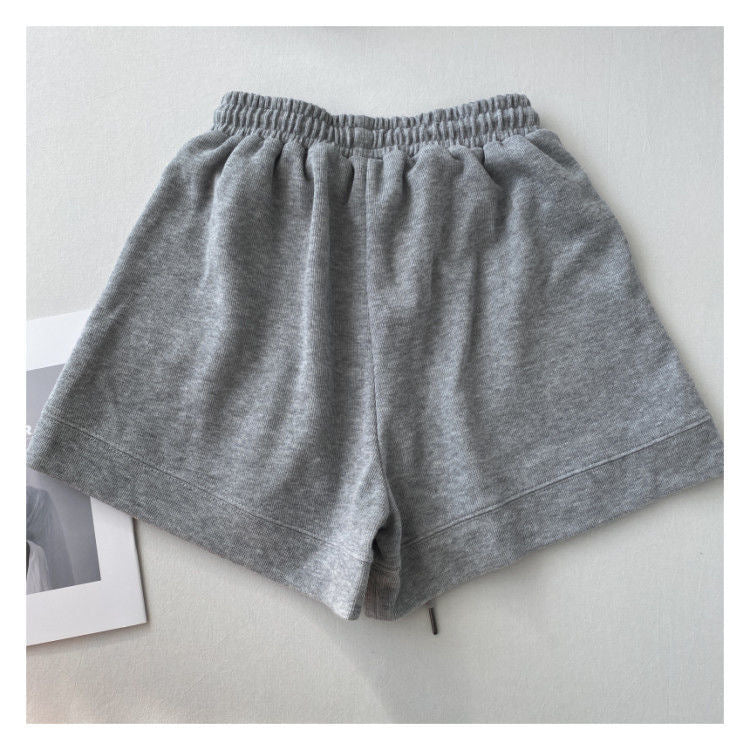 Women's Korean version of loose wide-leg drawstring A-line pants with a slim waist slim fit casual home versatile sports shorts