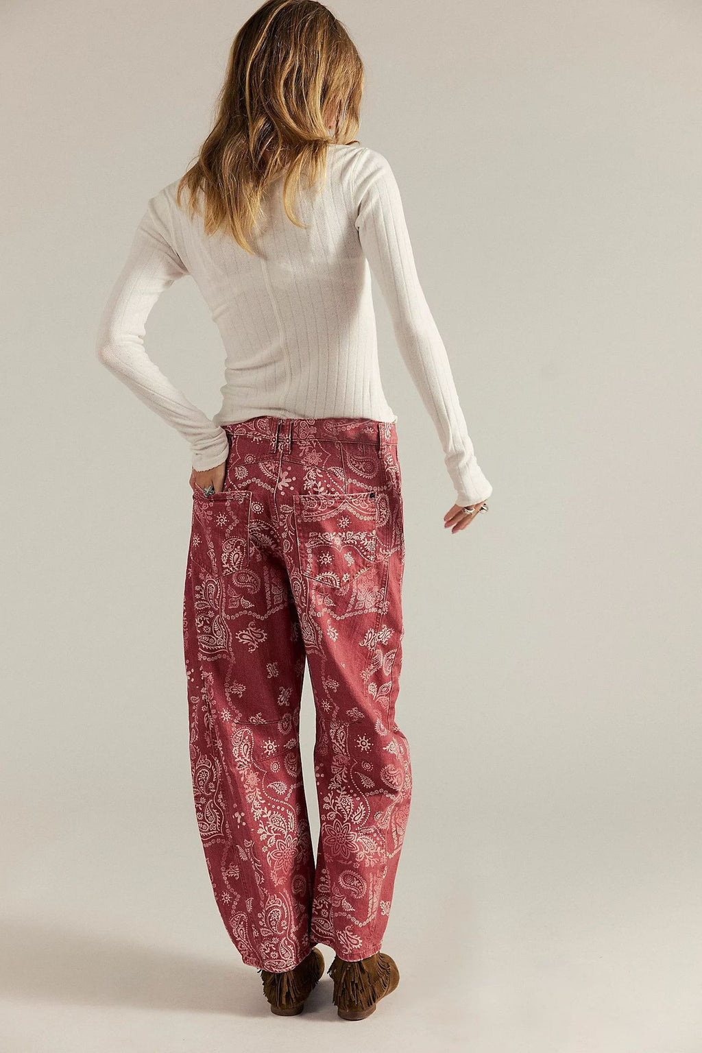 Cotton Denim Long Jeans for Women Trousers Casual High Waisted Jeans Cropped Pants Spring Summer Boho Beach Ladies Baggy Jeans