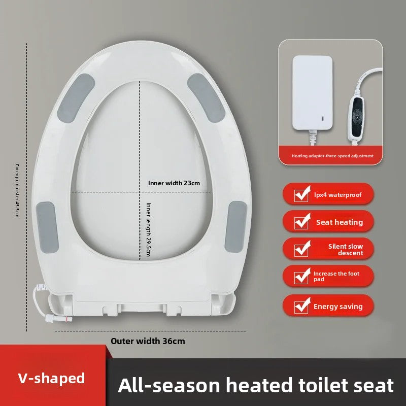 Heated Toilet Seat 4-Level Adjustable Temperature Leakproof Toilet Lid Waterproof U/V Seat Cushion Antibacterial