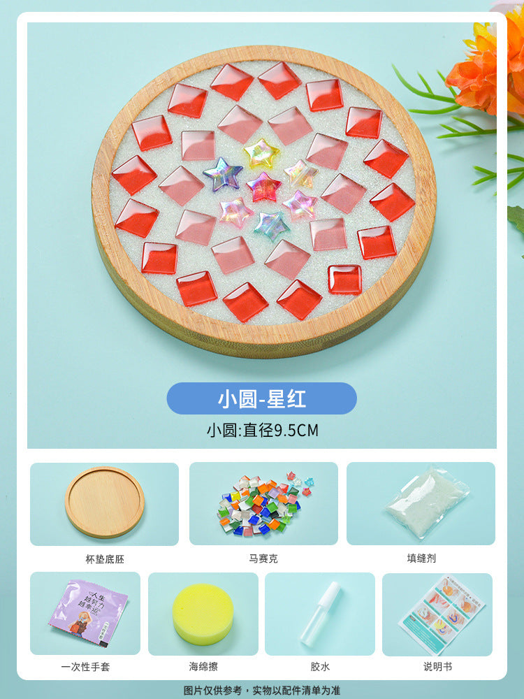net red diy mosaic coaster warm field bamboo creative manual research independent material package warm field group building parent-child