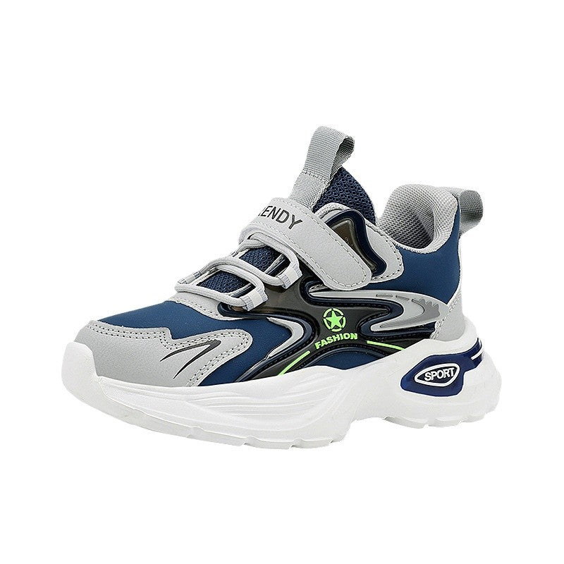 Autumn and Winter Leather Children's sneaker Boys fleece-lined Cotton Shoes Student Dad's Shoes Running Shoes Warm Snow Shoes Children's Shoes