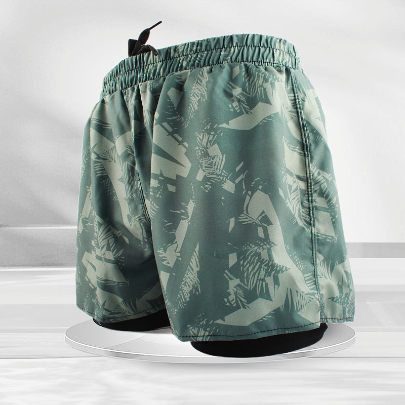 Men's Sports Shorts Summer Explosions Double-layer Quick-drying Swimming Trunks Anti-embarrassment Swimming Trunks Running Fitness Training Shorts