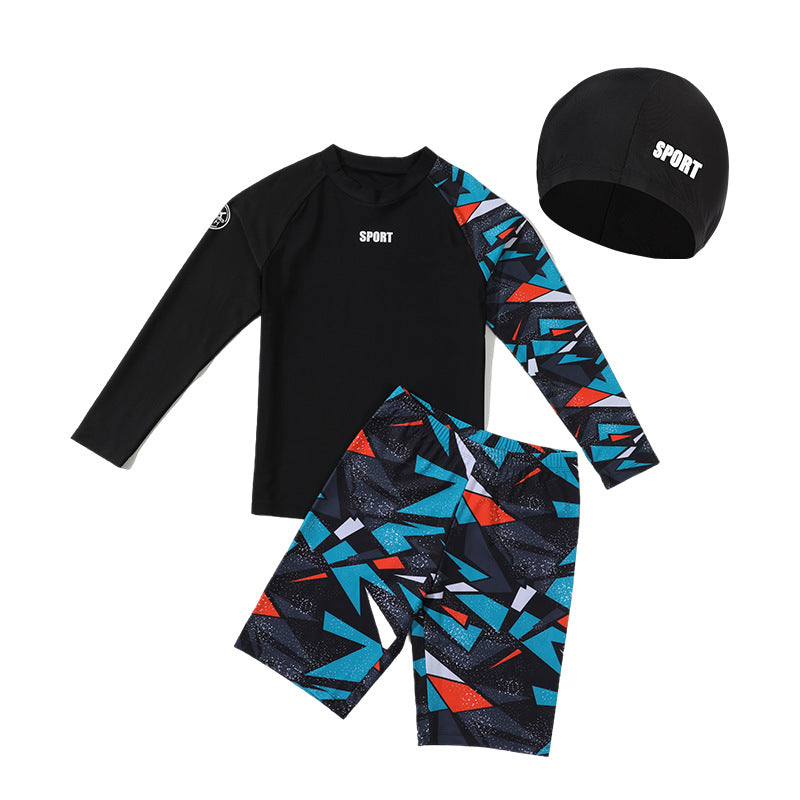 Children's Swimwear Boys' Swim Trunks 2026 New Model Kids' Swimwear for Older Children Youth Two-Piece Hot Spring Swimwear