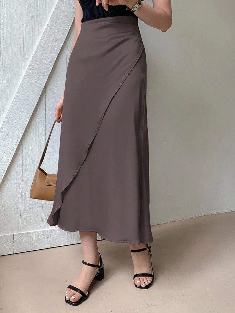 European and American Amazon Popular Satin Satin Skirt Foreign Trade Independent Station New Mid-Length Imitation Silk Skirt