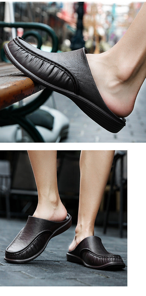 Cross-Border New Large Size Sandals for Summer Indoor and Outdoor Wear Home Men's Fashion Soft-Soled Half-Slippers Factory Direct Sales