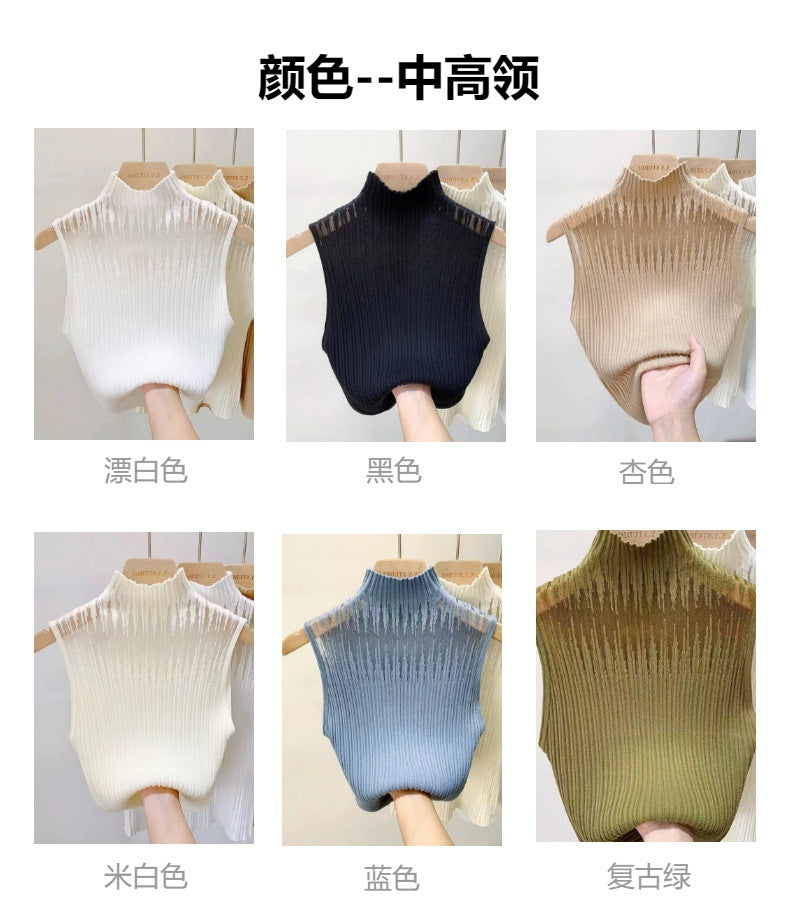 New Style Sleeveless Knit Top for Women, Summer Thin Style with a High-End Feel, Elegant Collar, Vacation Casual Top, Direct Cross-Border Supply