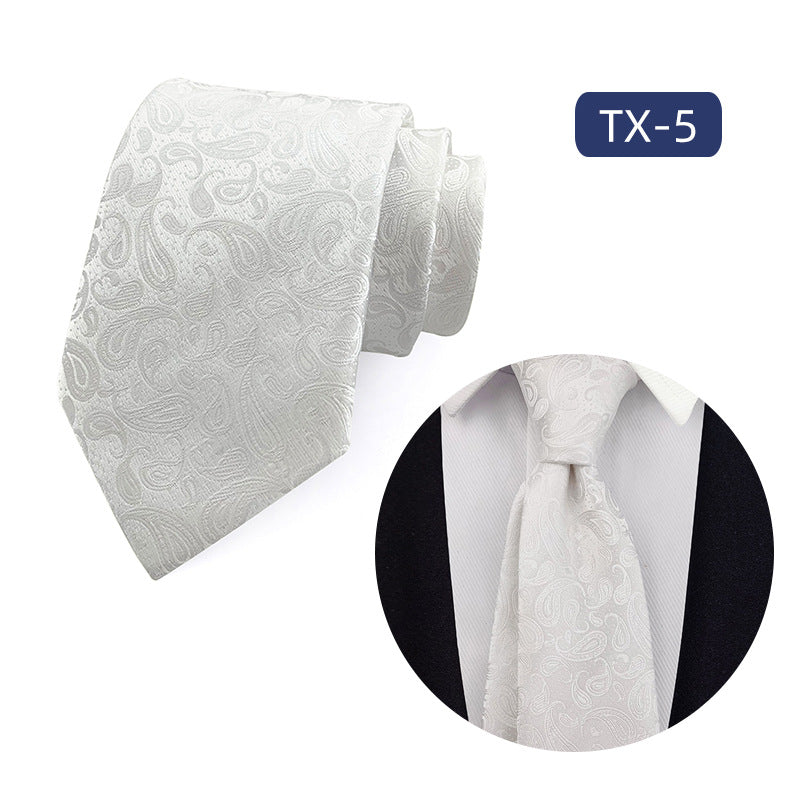 in stock wholesale men's tie jacquard yarn-dyed fabric small floral pattern business casual wedding groom tie