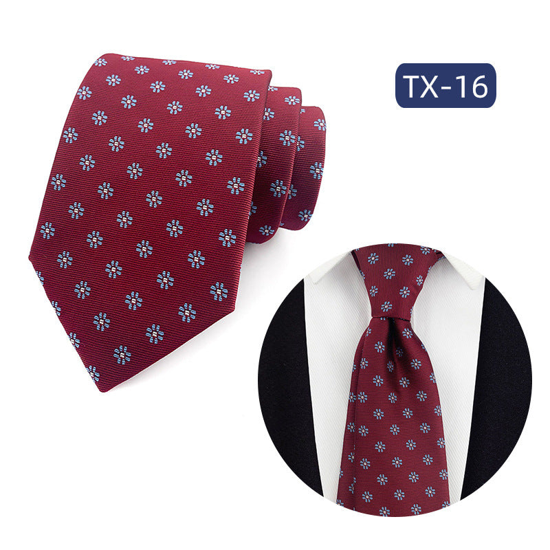 in stock wholesale men's tie jacquard yarn-dyed fabric small floral pattern business casual wedding groom tie