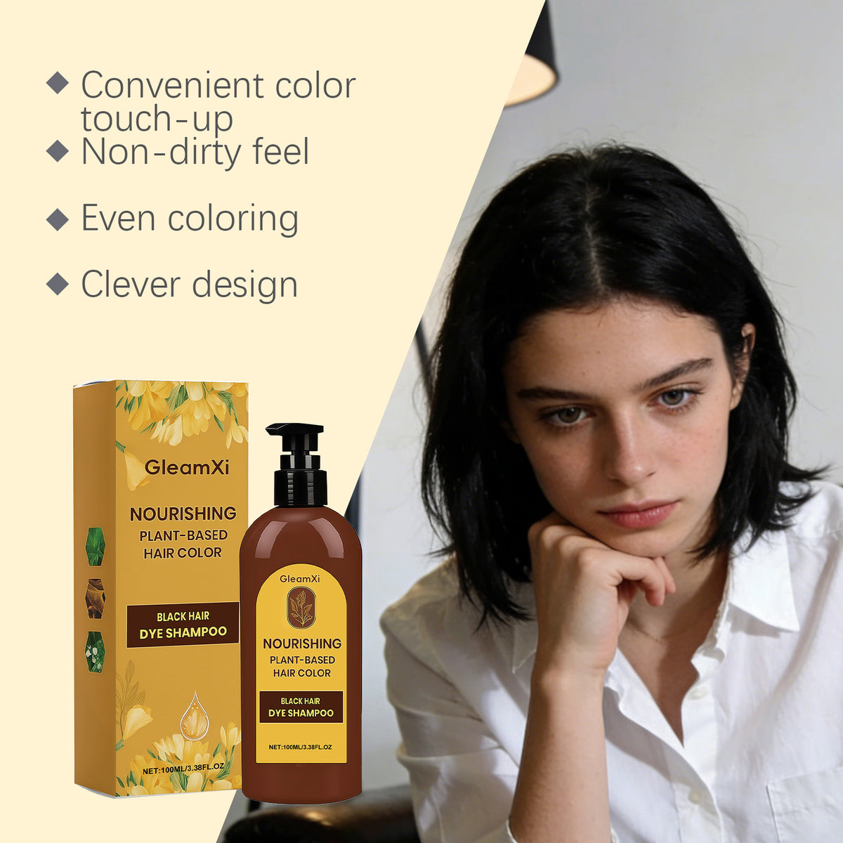 Hair Dye Shampoo Natural Black Chestnut Color Even Coloring Repair Gray White Hair Smoothing Nourishing Instant Coloring Shampoo