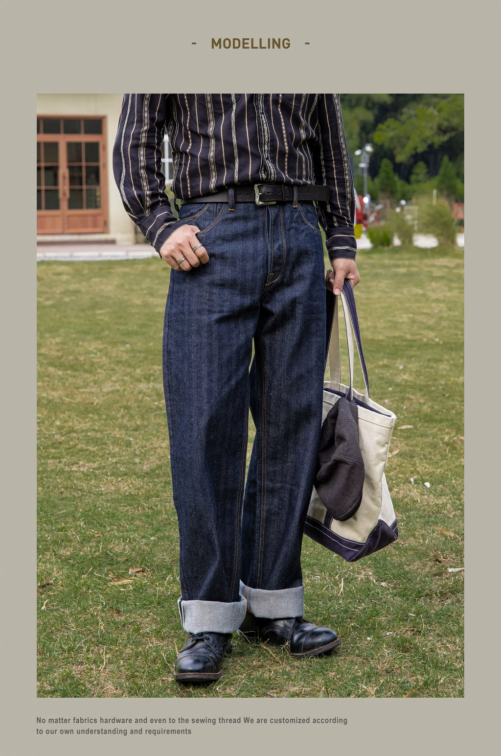 507-0001 Red Tornado  Vintage 15 Oz Indigo Selvage Stylish Trousers Mens Casual Raw Denim Jean Pants