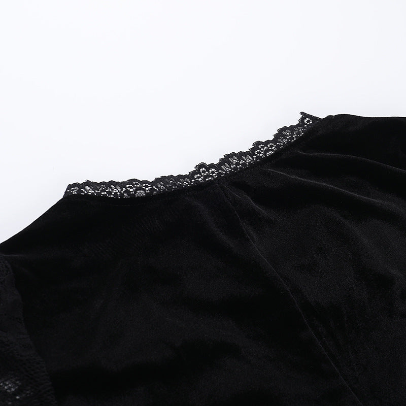 Halloween Costume Women Batwing Sleeve Floor Dress Black Gothic Evil Terror Maxi Mistress Morticia Addam Family Outfit For Adult