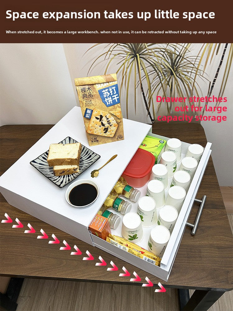 Kitchen Pull-out Tray Microwave Oven Rack Drawer Board Countertop Storage Organizer For Home Appliance Space Saving