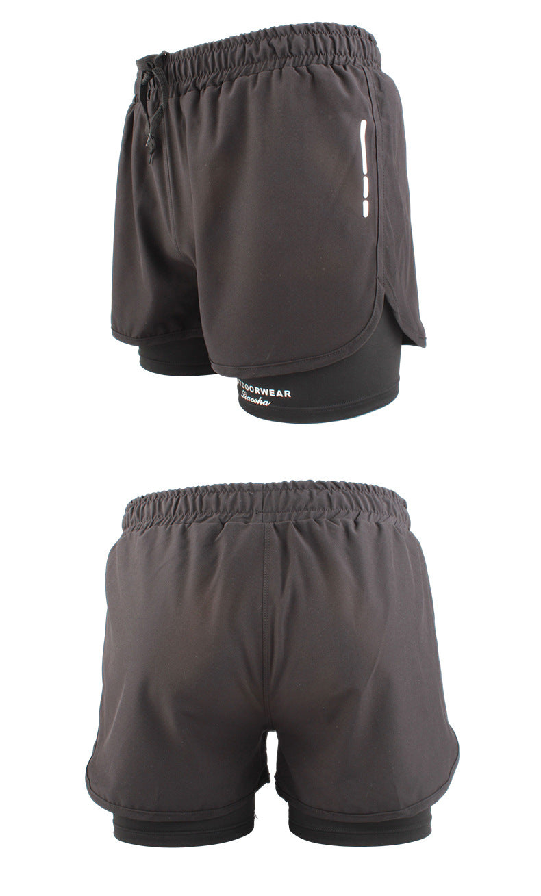 Men's Sports Shorts Summer Explosions Double-layer Quick-drying Swimming Trunks Anti-embarrassment Swimming Trunks Running Fitness Training Shorts