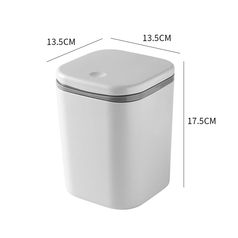 Small Desktop Trash Can for Home Office High-End Dormitory Press with Lid Mini Plastic Storage Trash Can
