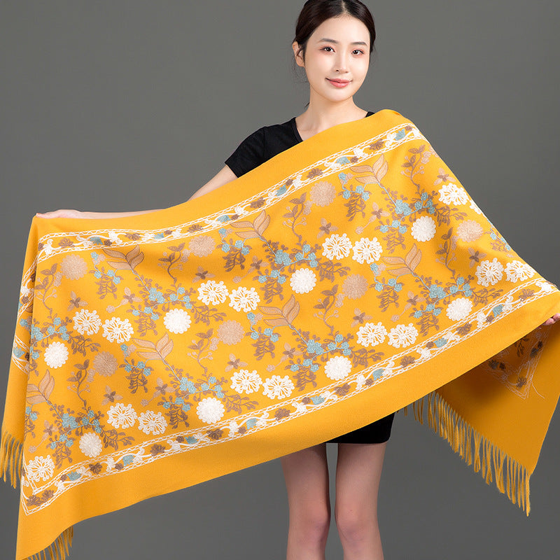 India Nepal ethnic style red women autumn and winter fashion mother long shawl embroidered warm shawl outside