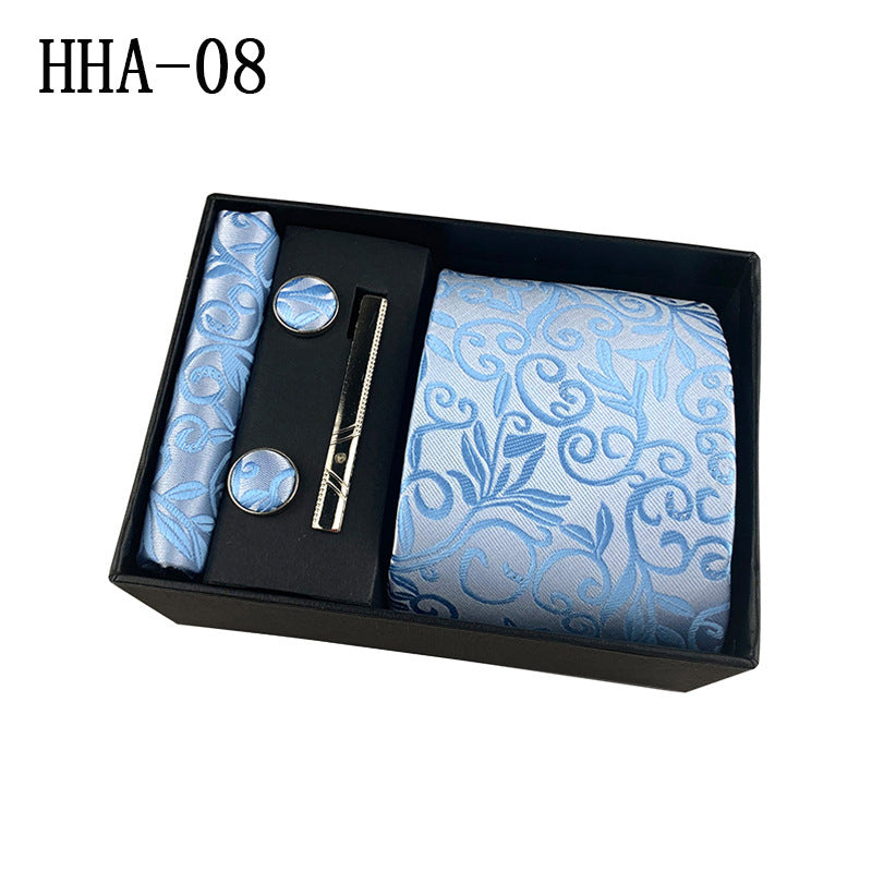 Factory Wholesale Men's Tie Business Dress Wedding Photo Suit Accessories Tie Cufflinks Square Tie Gift Box