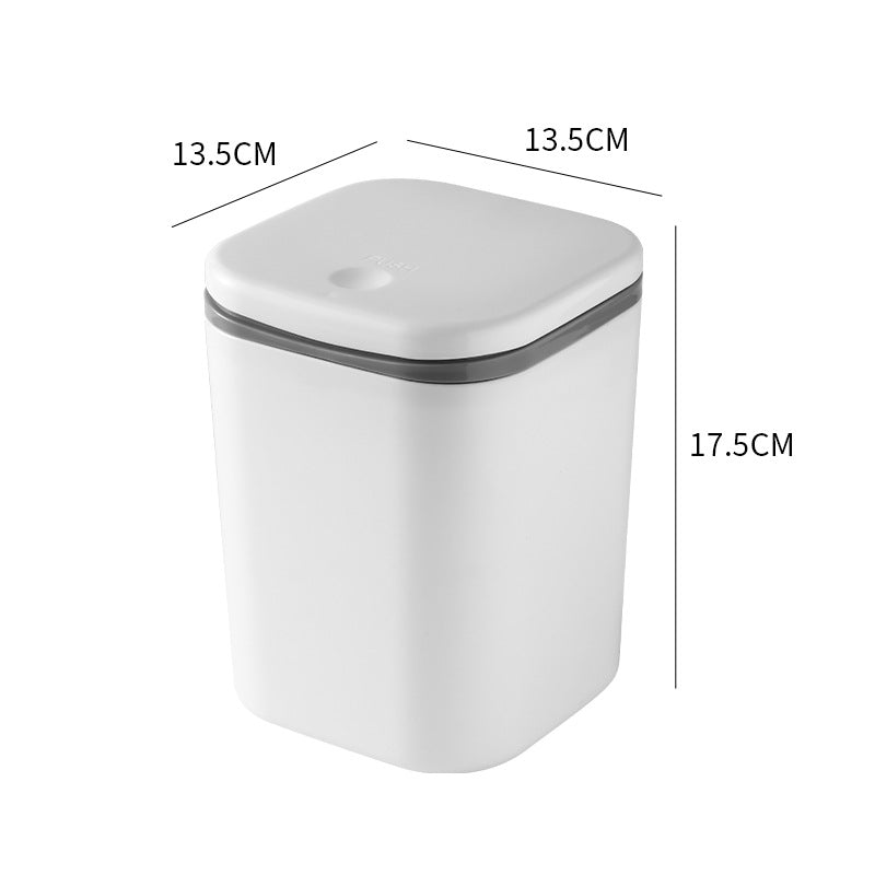 Small Desktop Trash Can for Home Office High-End Dormitory Press with Lid Mini Plastic Storage Trash Can