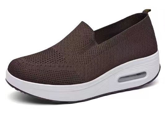 Women's Sports Shoes Cross-Border Foreign Trade 2026 New Model Thick-Soled Air-Cushioned Casual Shoes Mesh Slip-On Height-Increasing Walking Shoes for Women