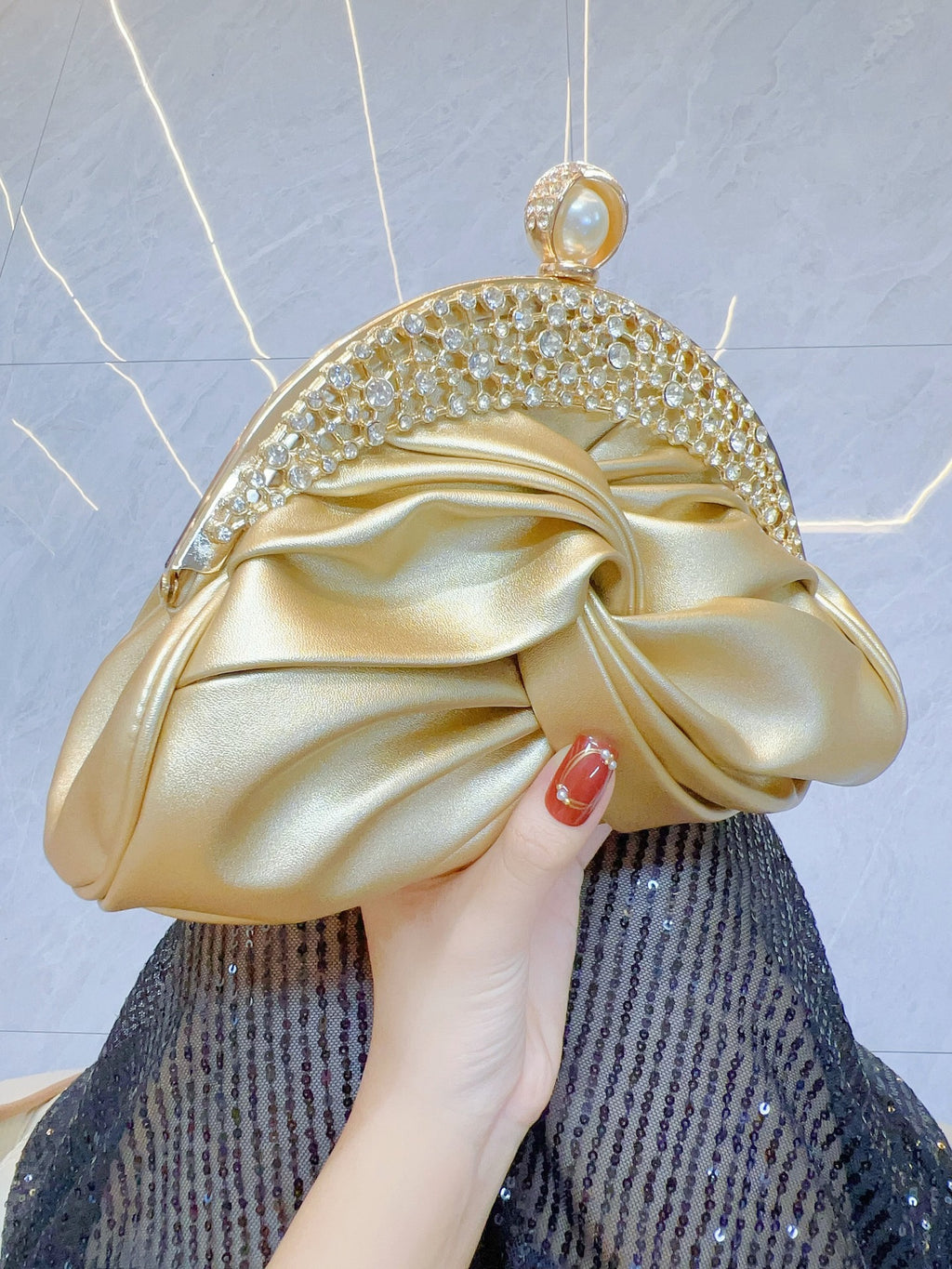 New Cross-border Socialite Clutch Bag Rhinestone Evening Dress Women's Bag Chain Crossbody Bag Evening Banquet Bag Gift Bag Bridal Bag