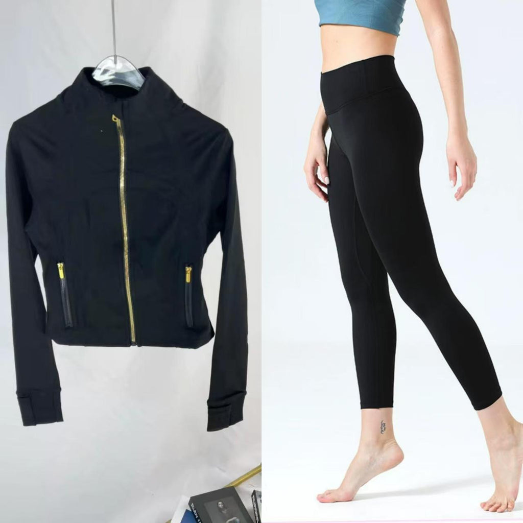 New Gold Label Stand-Up Collar Short Jacket Suit Sports Yoga Wear Slimming Sports Jacket Women's Lulu Swai