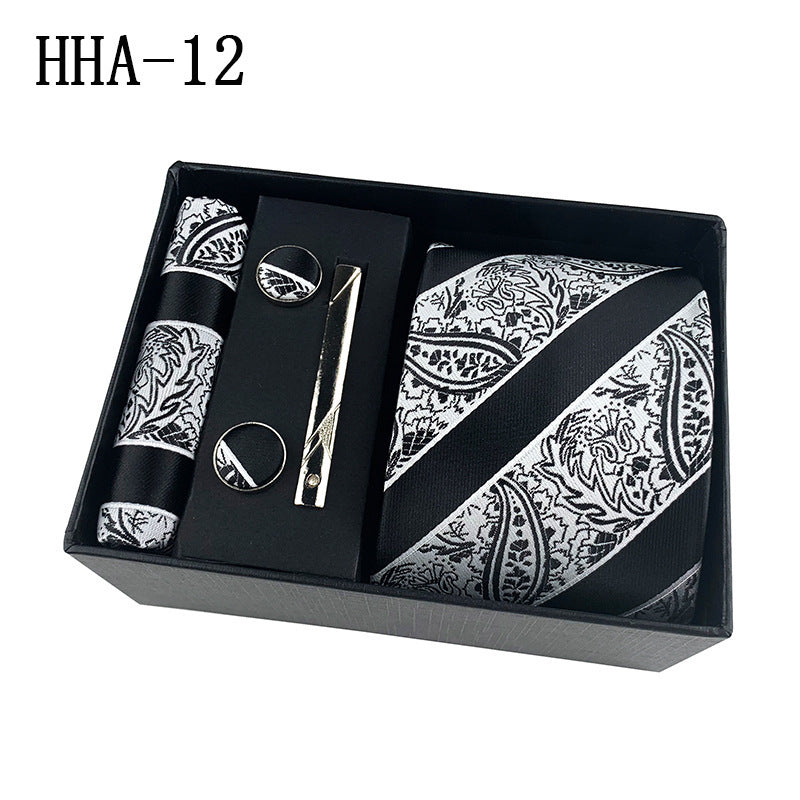 Factory Wholesale Men's Tie Business Dress Wedding Photo Suit Accessories Tie Cufflinks Square Tie Gift Box