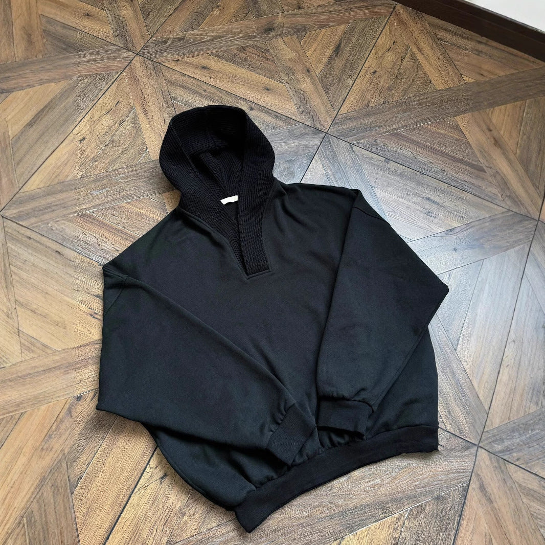 cleanfit Grey Sweatshirt Men's Hooded Autumn and Winter Wool Stitching Design Niche Loose Casual Jacket