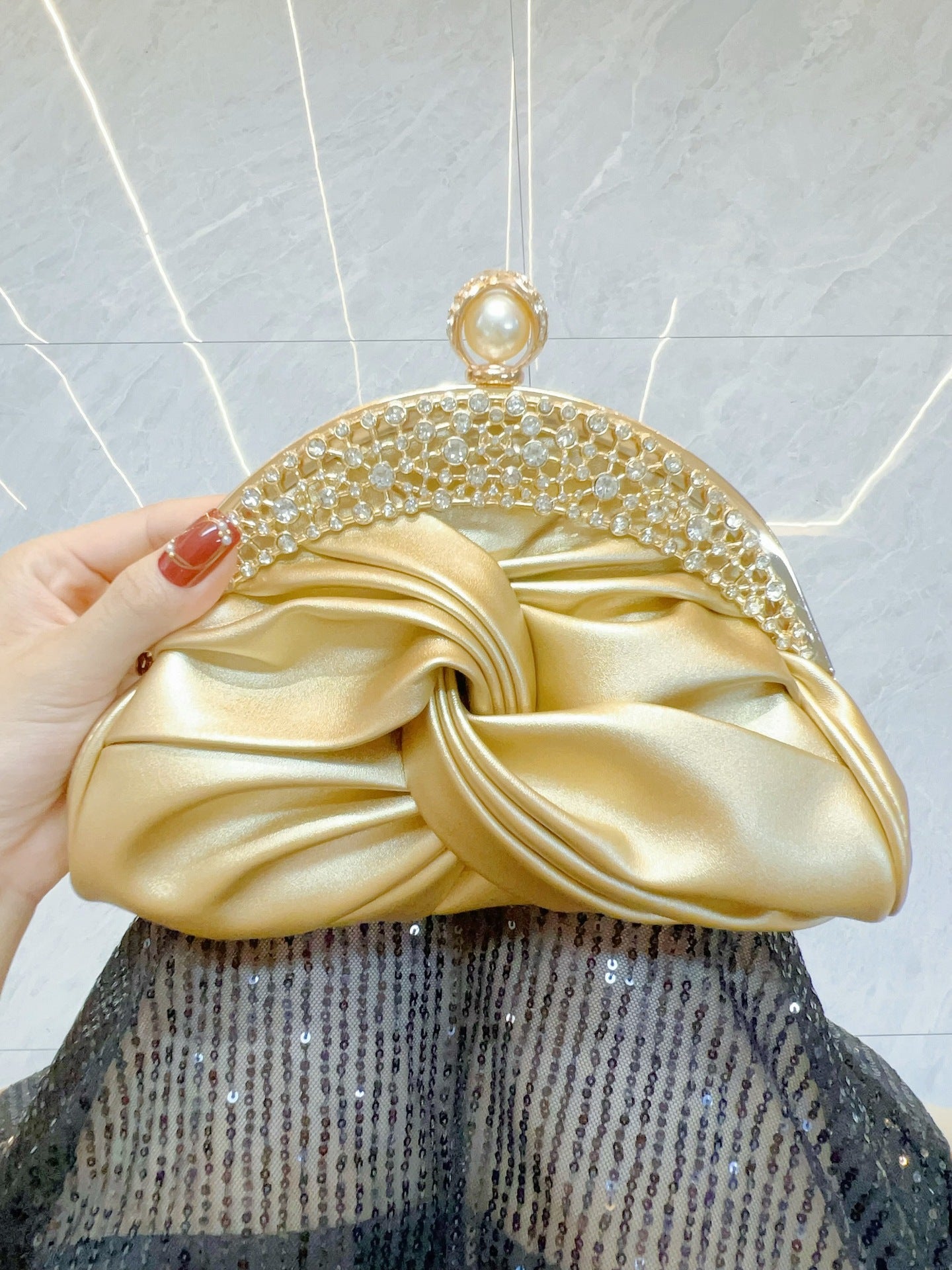 New Cross-border Socialite Clutch Bag Rhinestone Evening Dress Women's Bag Chain Crossbody Bag Evening Banquet Bag Gift Bag Bridal Bag