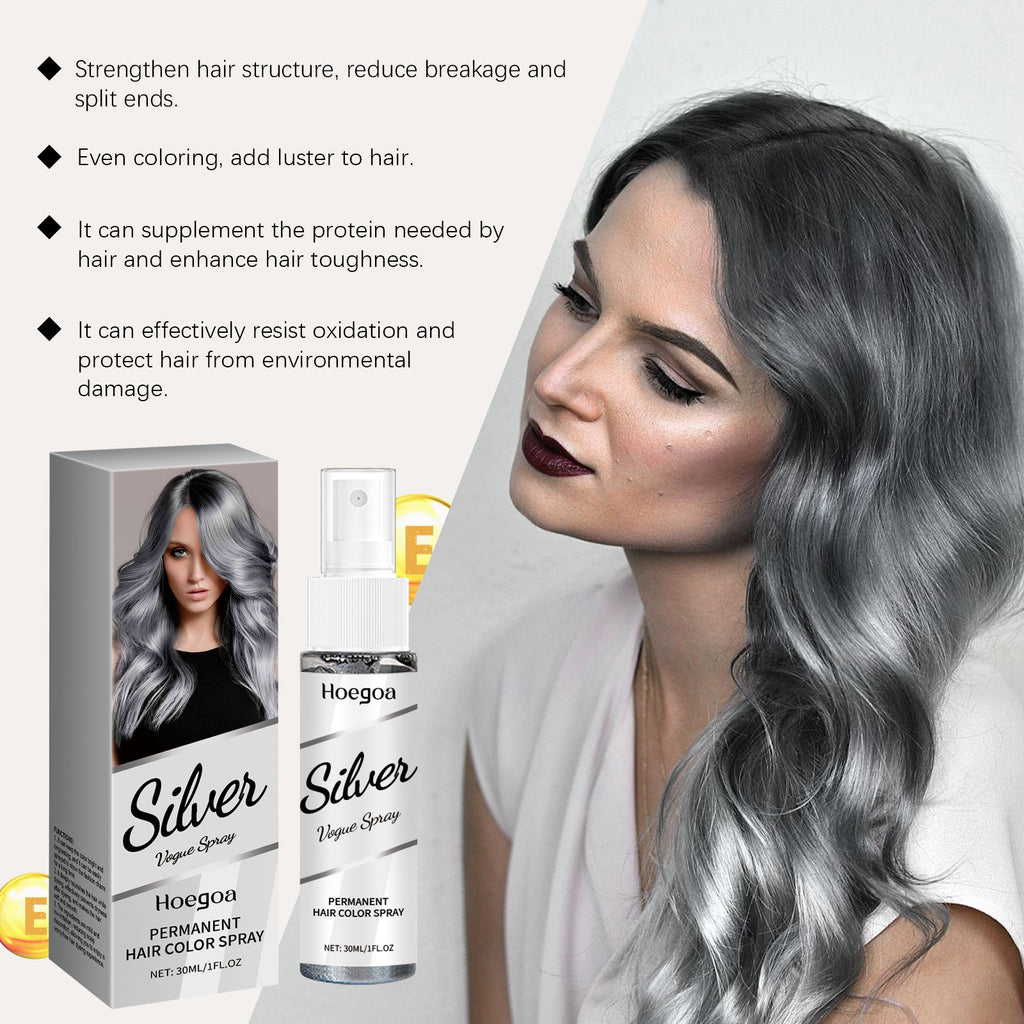 Silver Hair Color Spray Washable Tint Covering Gray Hair Nourishing Party Cosplay Halloween Christmas Temporary Hair Dye Spray