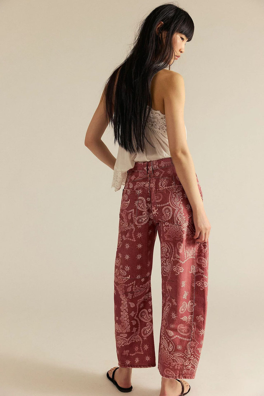 Cotton Denim Long Jeans for Women Trousers Casual High Waisted Jeans Cropped Pants Spring Summer Boho Beach Ladies Baggy Jeans