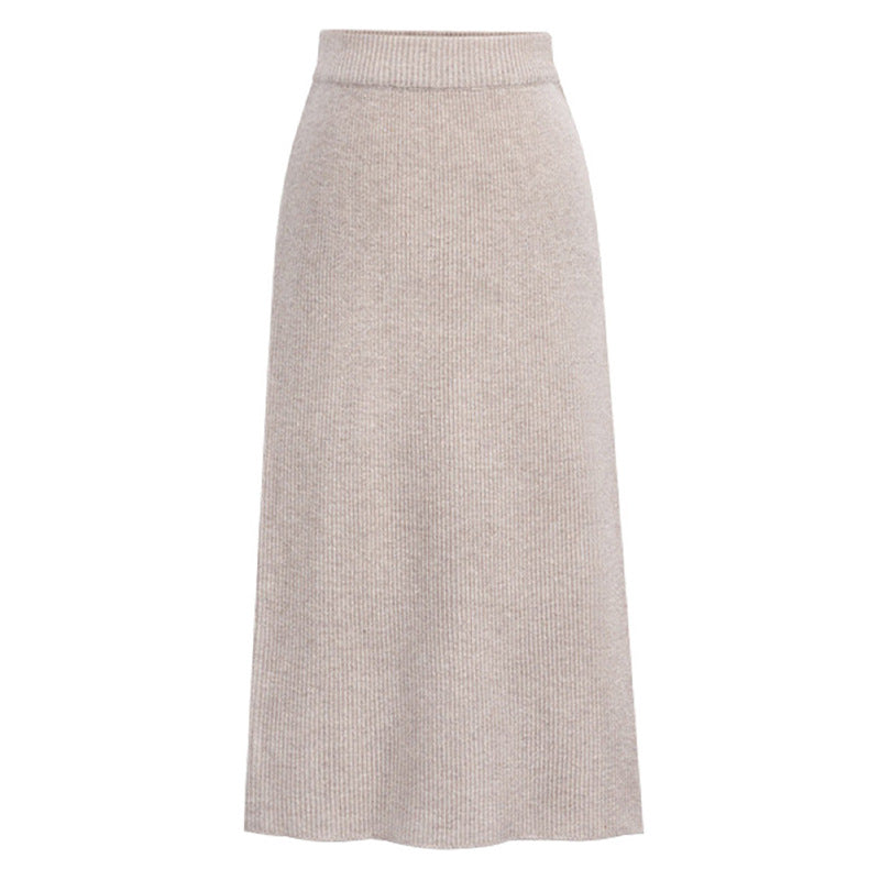 Skirt women's slimming mid-length plus size woolen skirt split hip skirt one-step skirt high waist long skirt 75cm