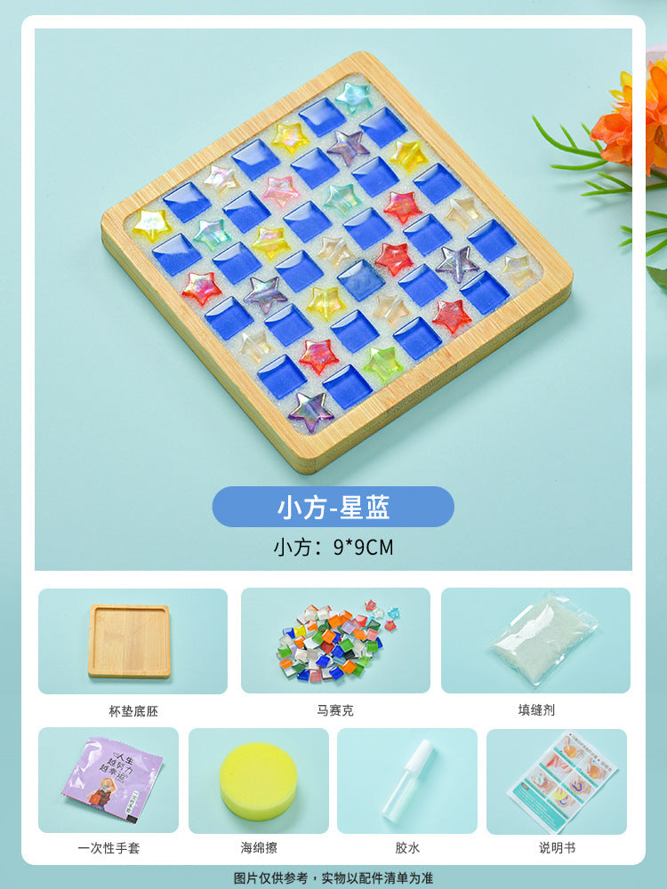 net red diy mosaic coaster warm field bamboo creative manual research independent material package warm field group building parent-child